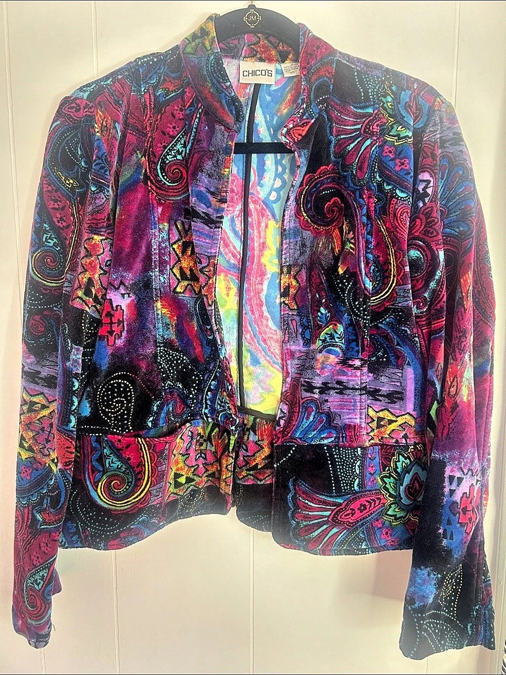Chico's Paisley Jacket in Purple & Pink Size Medium